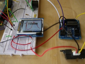 My Raspberry Pi connected to the Quick2Wire I2C ADC and a Sharp IR Ranger